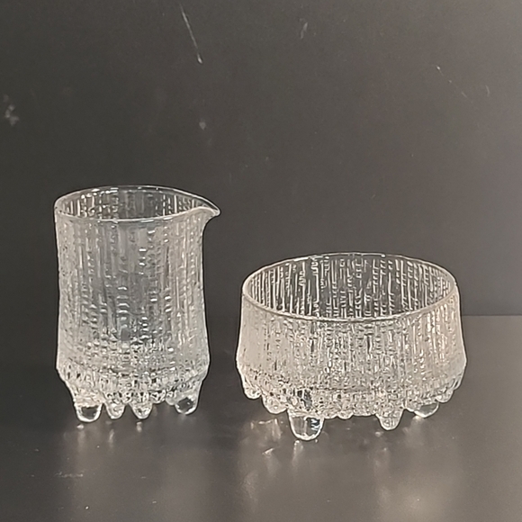 Iittala Ultima Thule Other - Iittala Ultima Thule Creamer & Sugar Set Finland Tapio Wirkkala Icicle Pattern